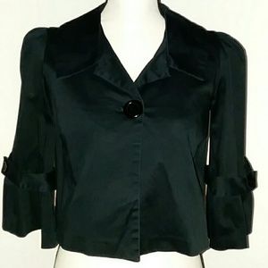 Courtenay Black Cropped 3/4 Sleeve Cape Jacket